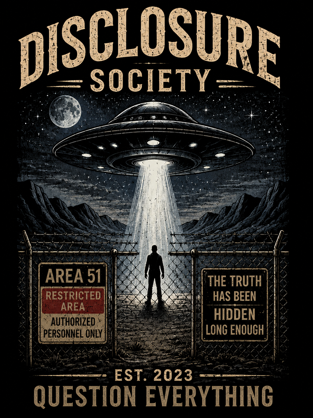 Area 51 Question Everything - T-Shirt - UFO Graphic